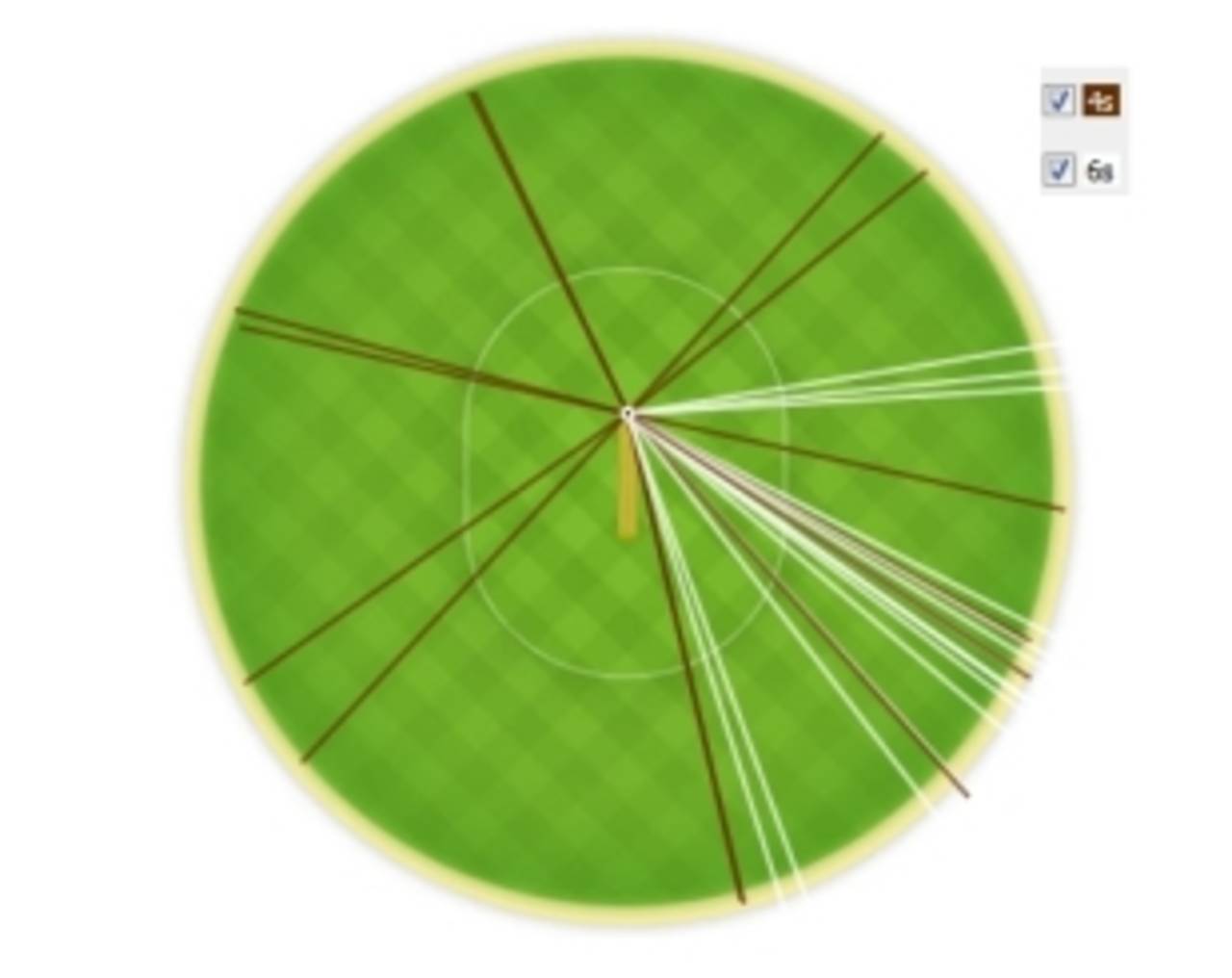 Shane Watson's wagon-wheel of boundaries in his 96-ball 185 not out, Bangladesh v Australia, Mirpur, April 11, 2011