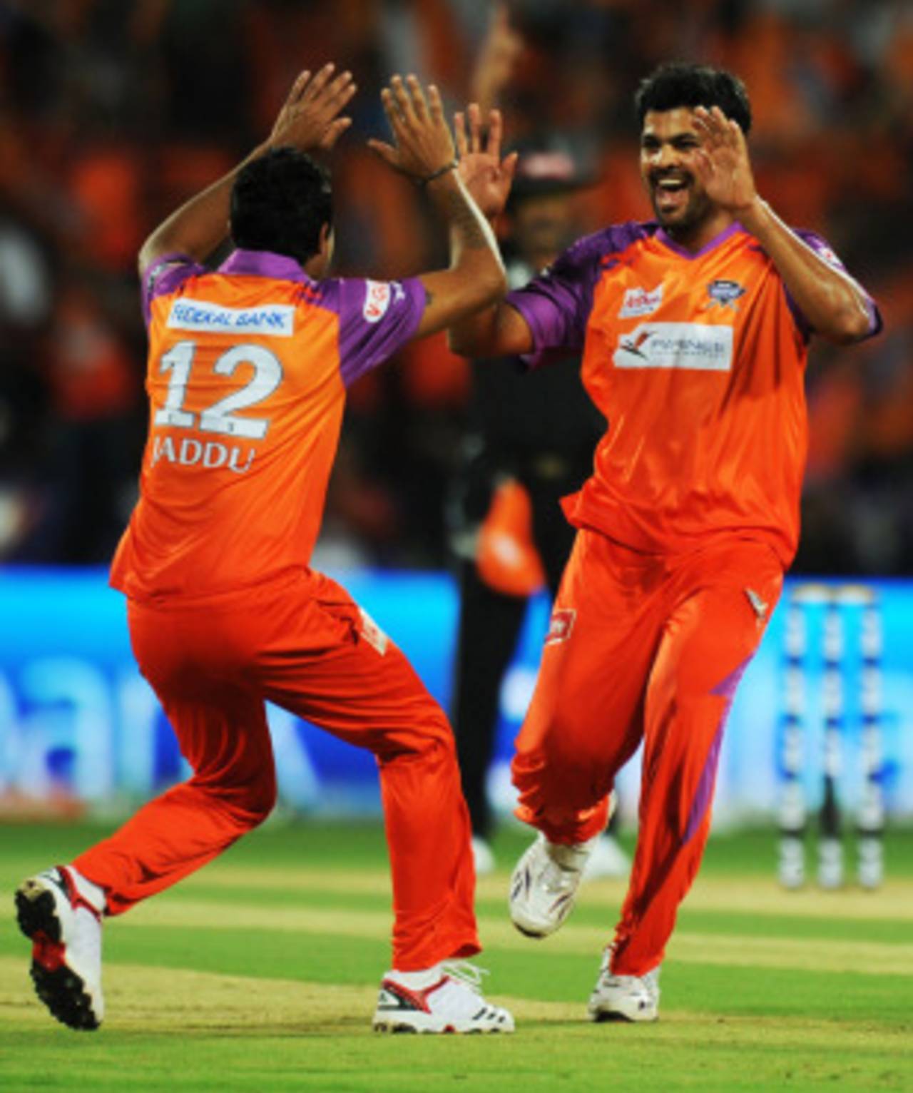RP Singh, the highest wicket-taker in IPLs, celebrated his first scalp of this edition&nbsp;&nbsp;&bull;&nbsp;&nbsp;AFP