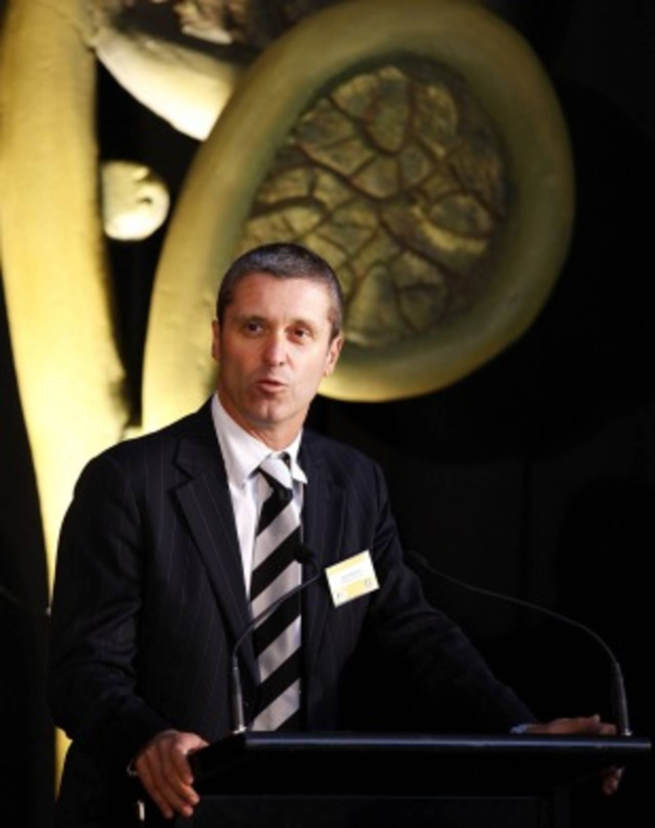 New Zealand Cricket chief executive Justin Vaughan speaks at the launch of the 2010 ICC Under-19 World Cup, Christchurch, January 10, 2010