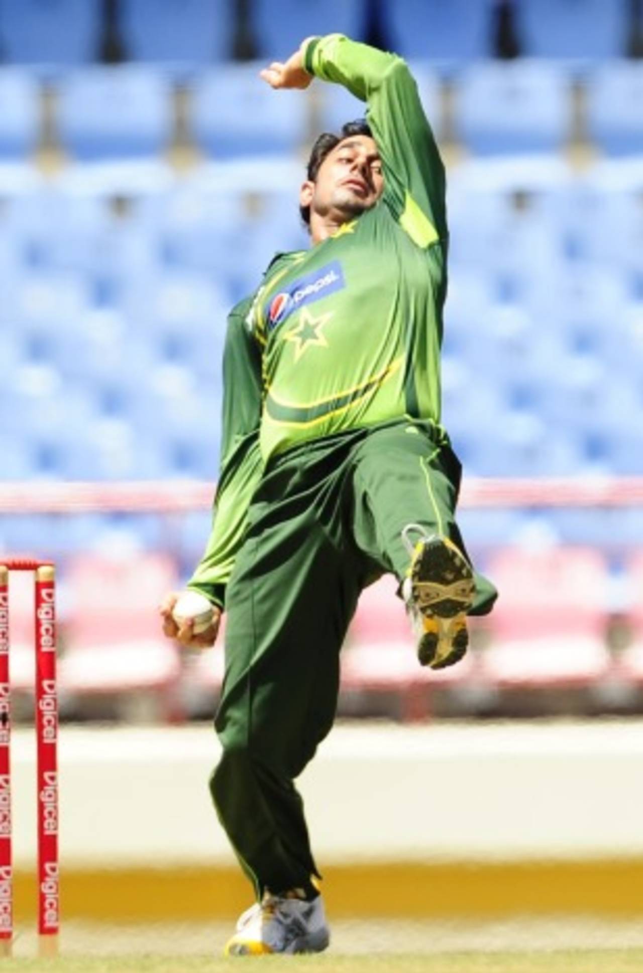 Saeed Ajmal in delivery stride, West Indies v Pakistan, 2nd ODI, Gros Islet, April 25, 2011