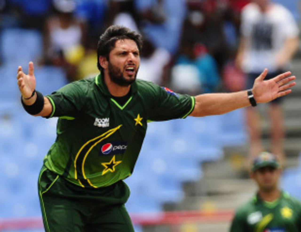 Shahid Afridi appeals for an lbw, West Indies v Pakistan, 2nd ODI, Gros Islet, April 25, 2011