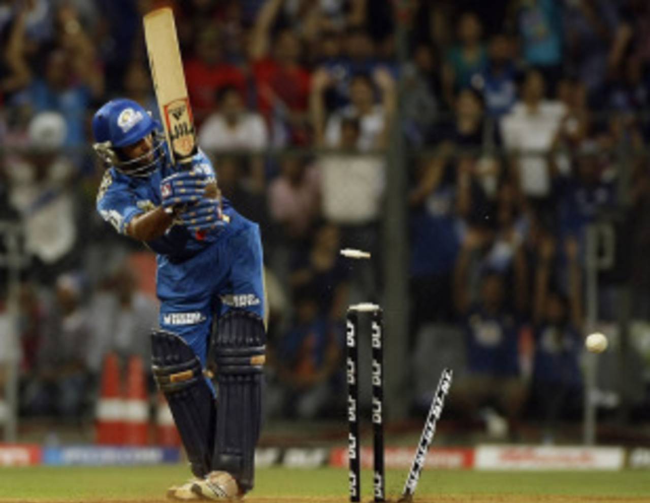 Ambati Rayudu was bowled by Ishant Sharma for 2, Mumbai Indians v Deccan Chargers, IPL 2011, Mumbai, May 14, 2011