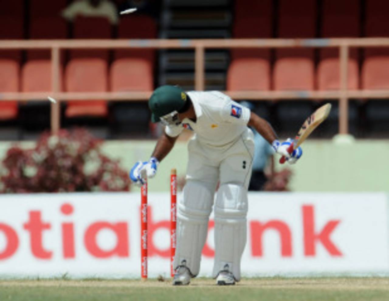 Asad Shafiq is bowled for 42, West Indies v Pakistan, 1st Test, Providence, 4th day, May 15, 2011