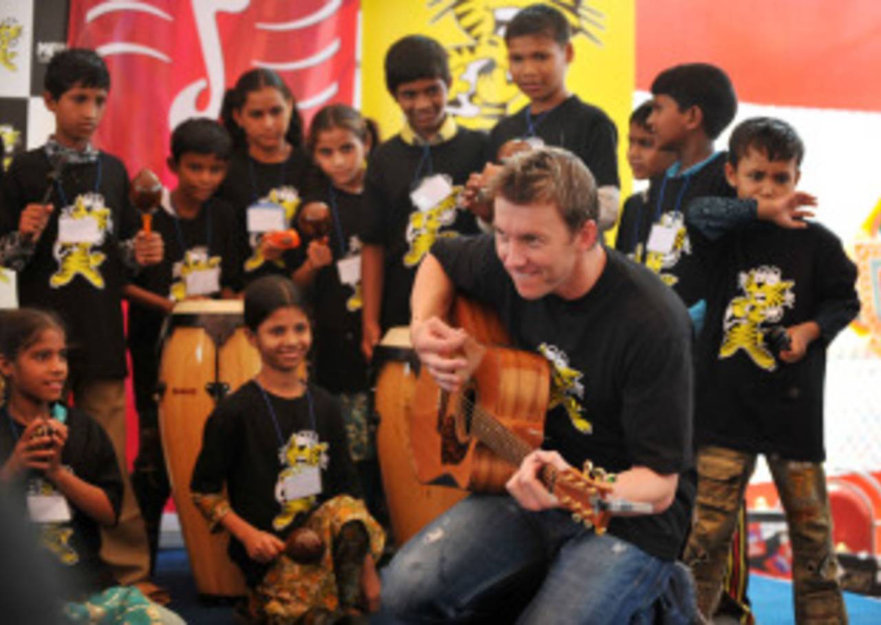 Bree Lee with underprivileged kids at the launch of his music foundation for slum children, Mumbai, May 17, 2011