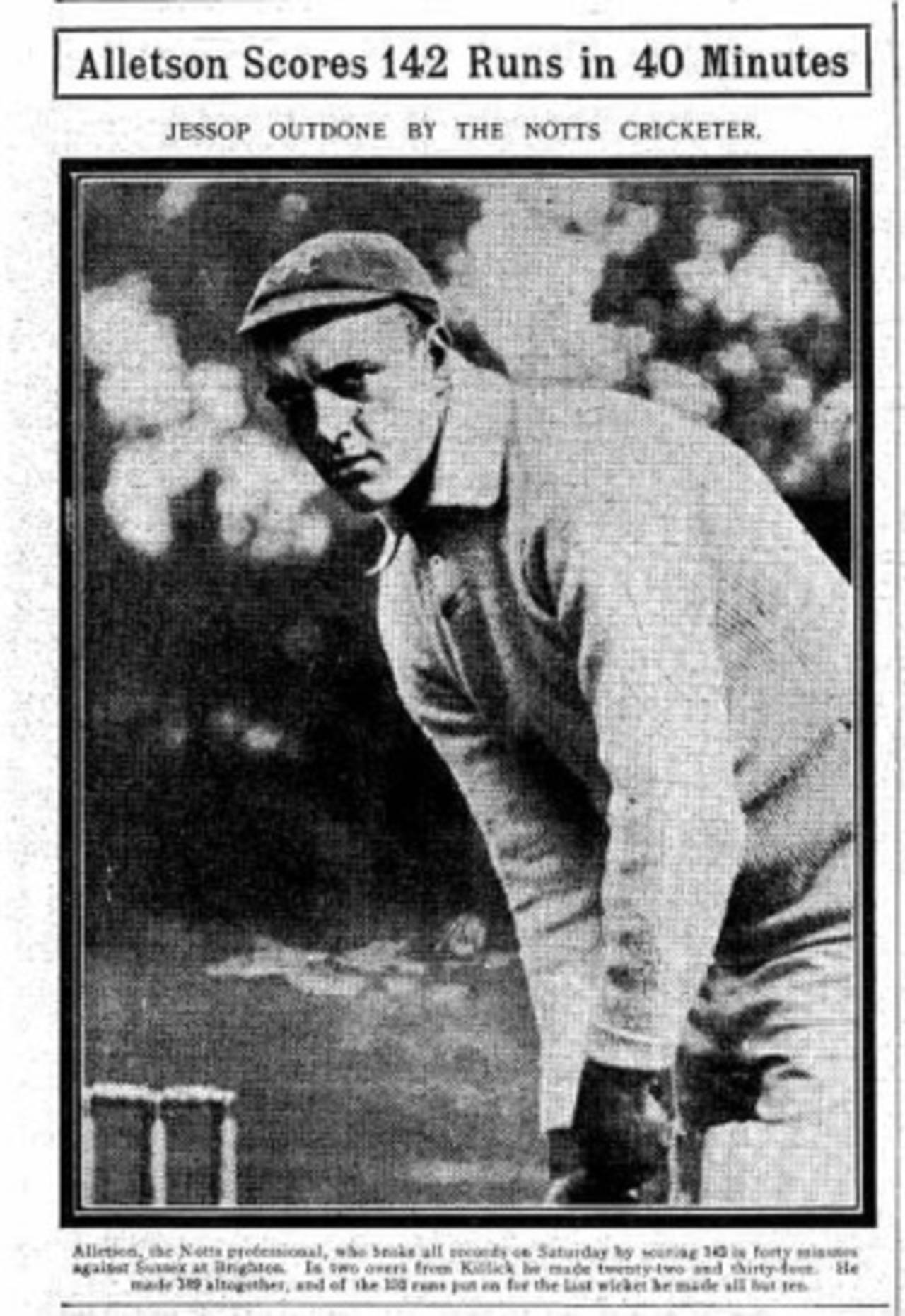 Ted Alletson's innings attracted widespread interest, May 23, 1911