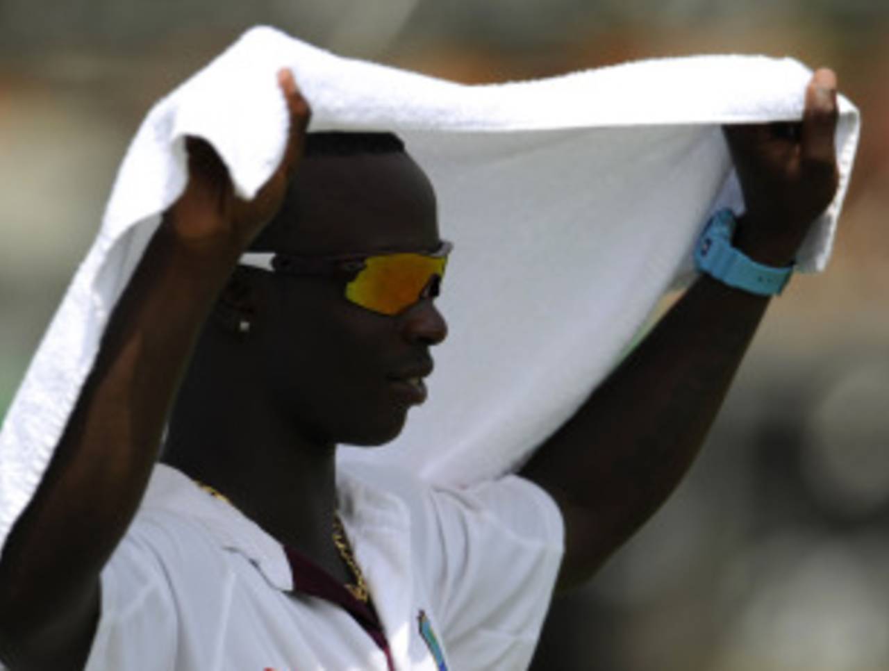 Kemar Roach takes a breather, West Indies v Pakistan, 2nd Test, St Kitts, 3rd day, May 22, 2011