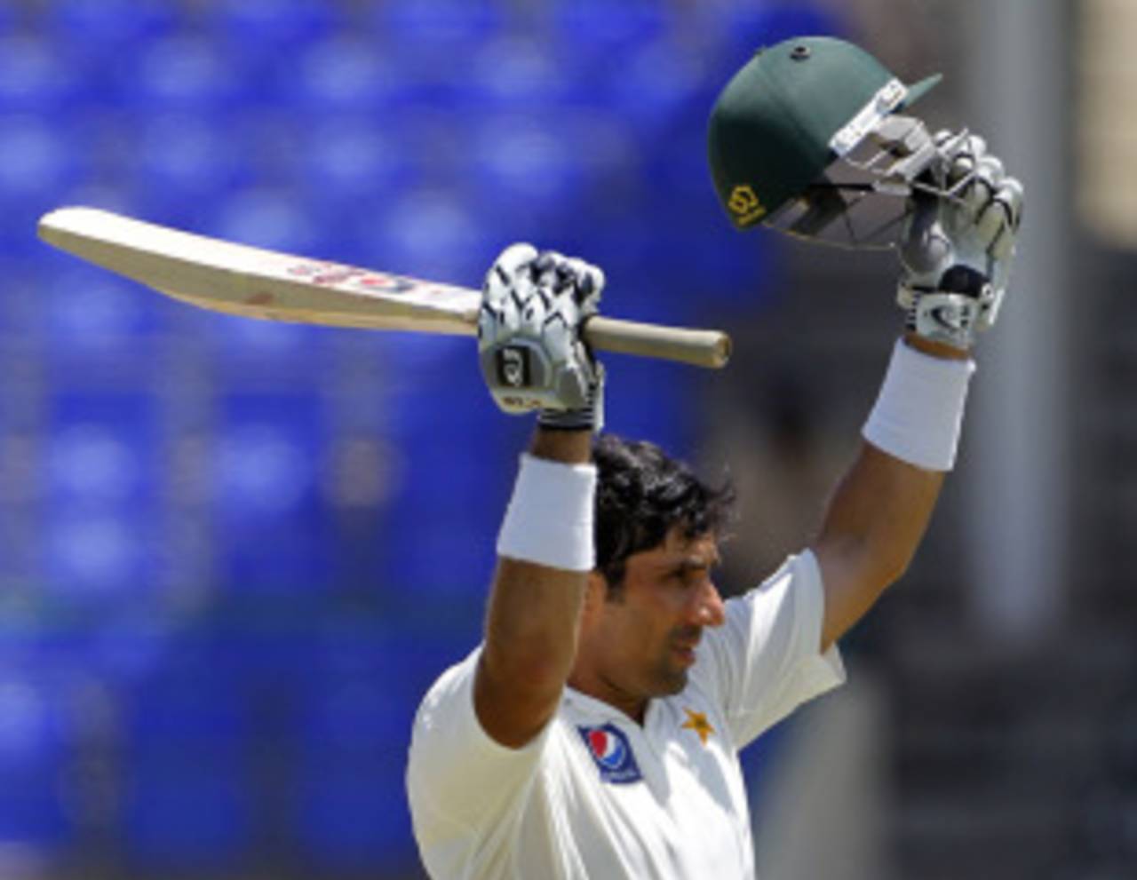Misbah-ul-Haq's acknowledges the applause on getting to his ton, West Indies v Pakistan, 2nd Test, St Kitts, 4th day, May 23, 2011
