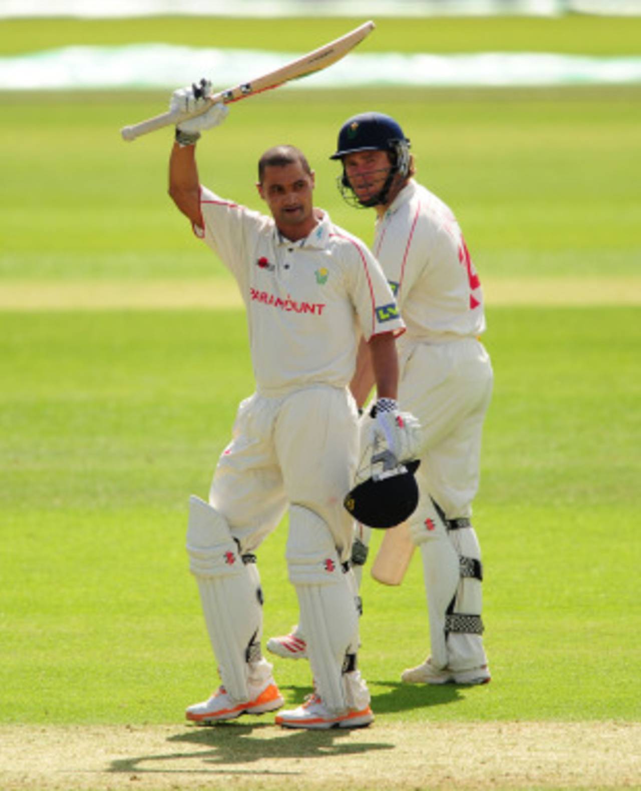 Alvrio Petersen celebrates his hundred at The Oval, Surrey v Glamorgan, County Championship, Division Two, The Oval, May 24, 2011
