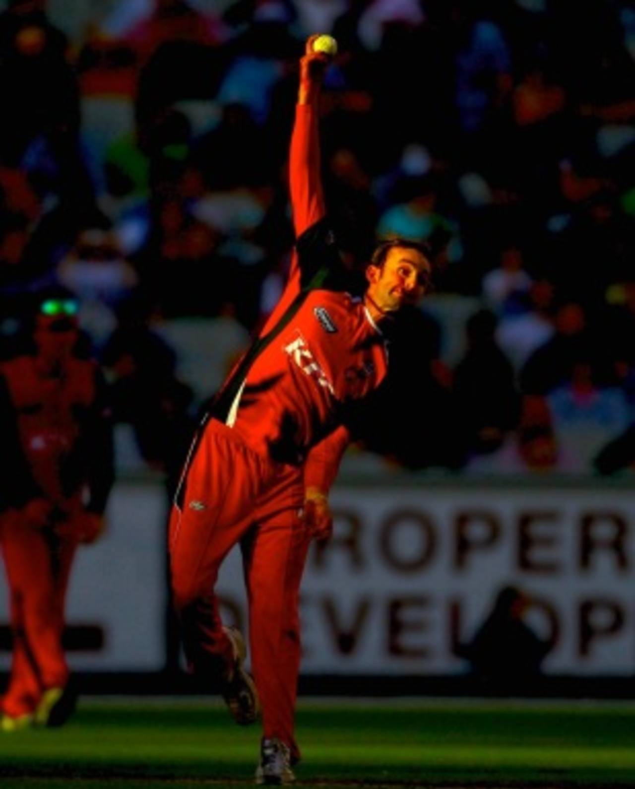 Nathan Lyon bowls for South Australia against Victoria, Twenty20 Big Bash, Melbourne, January 28, 2011.