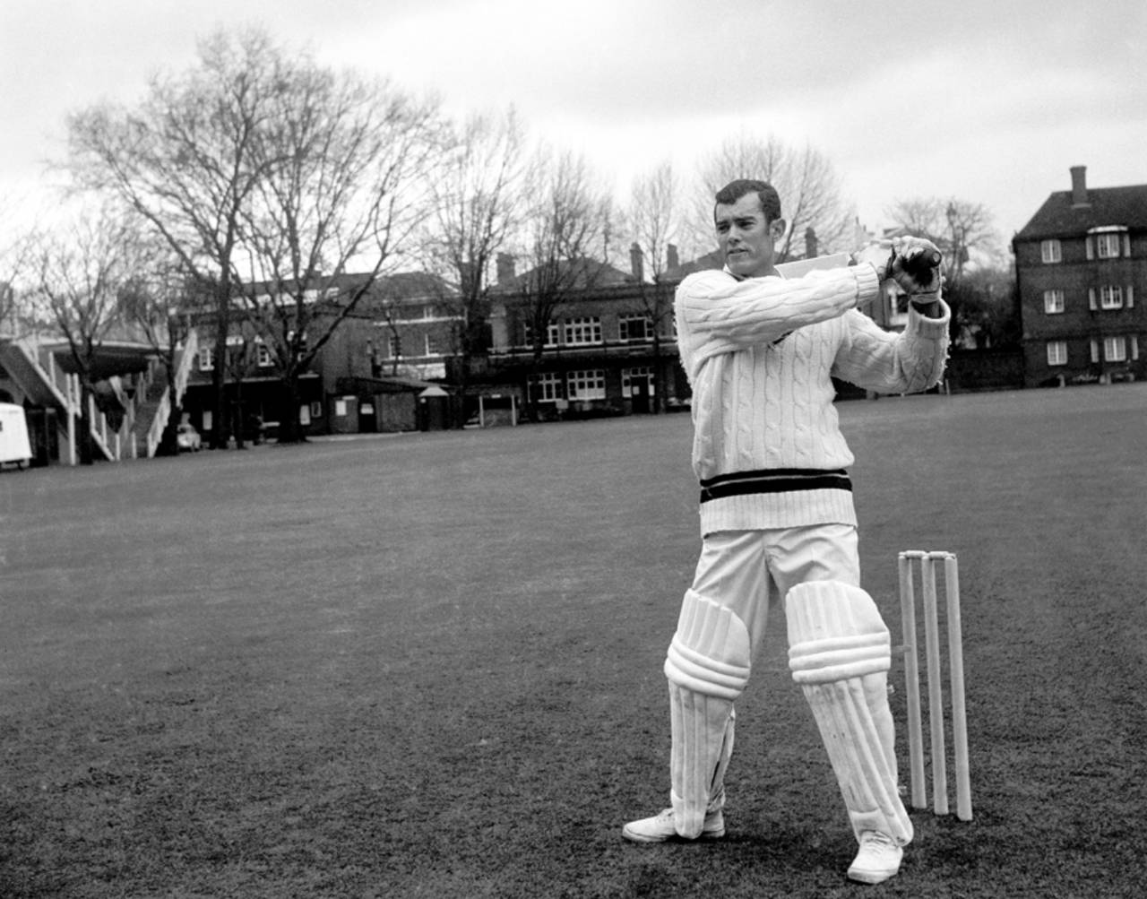 Charlie Davis strikes a batting pose, April 24, 1969