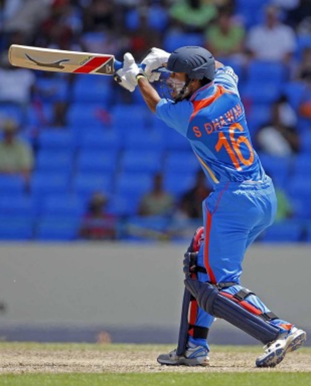 Shikhar Dhawan pushes loosely at one, West Indies v India, 3rd ODI, Antigua, June 11, 2011