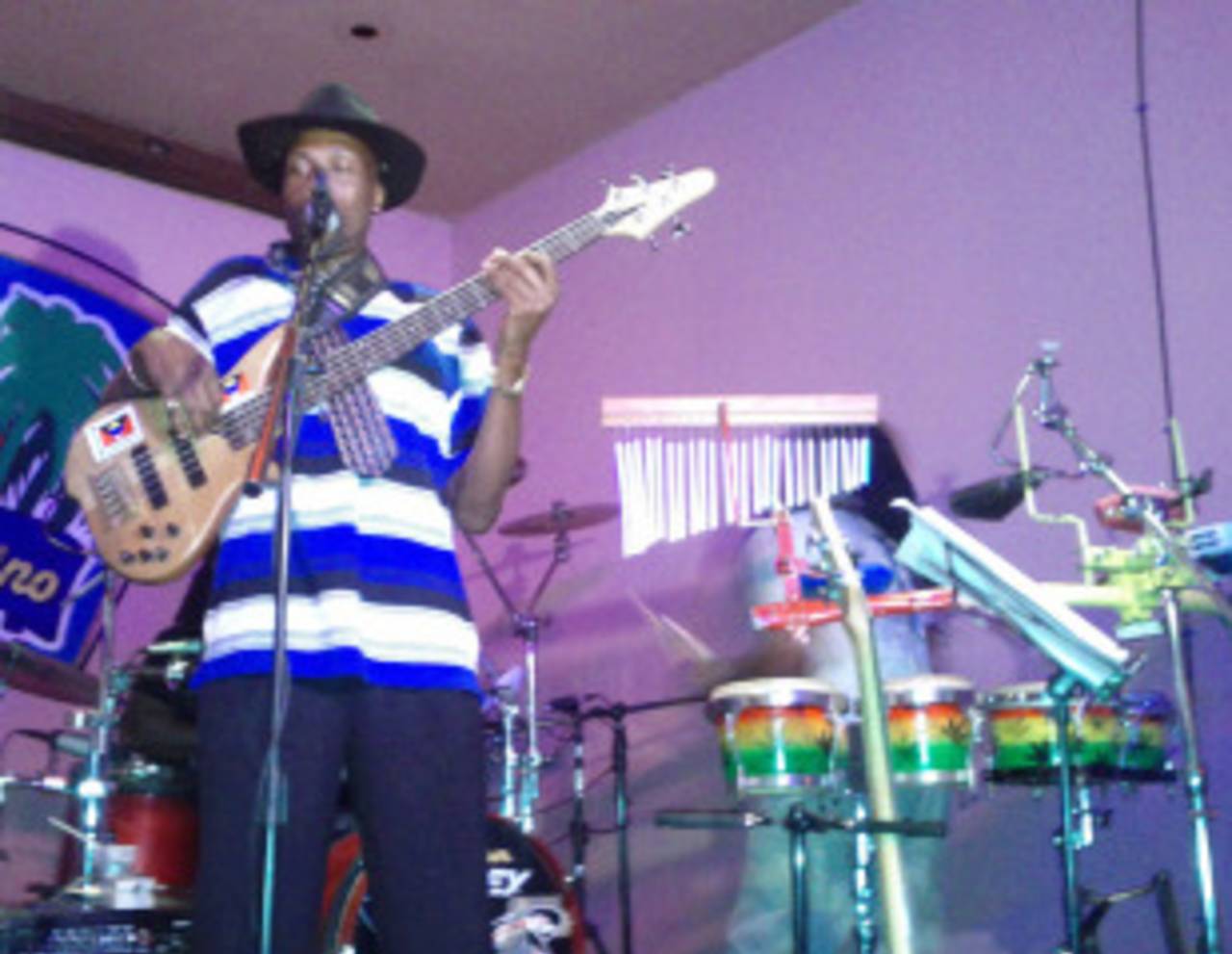 Curtly Ambrose performs with his band, Spirited, in Antigua