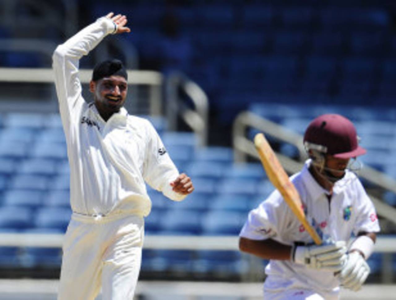 Harbhajan Singh sends Carlton Baugh on his way, West Indies v India, 1st Test, Kingston, 2nd day, June 21, 2011