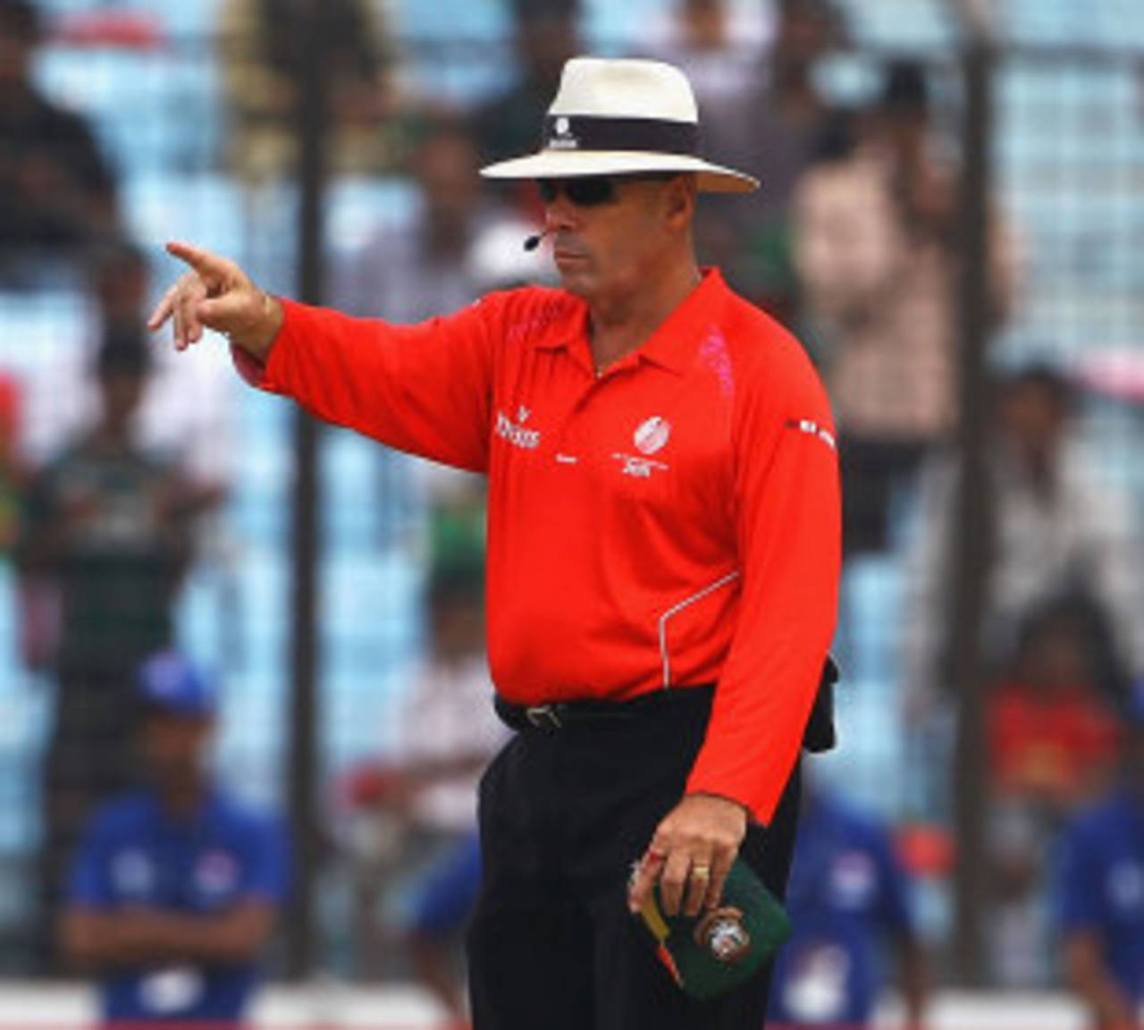 Umpire Daryl Harper makes a decision, Bangladesh v England, World Cup 2011, Group B, Chittagong, March 11, 2011