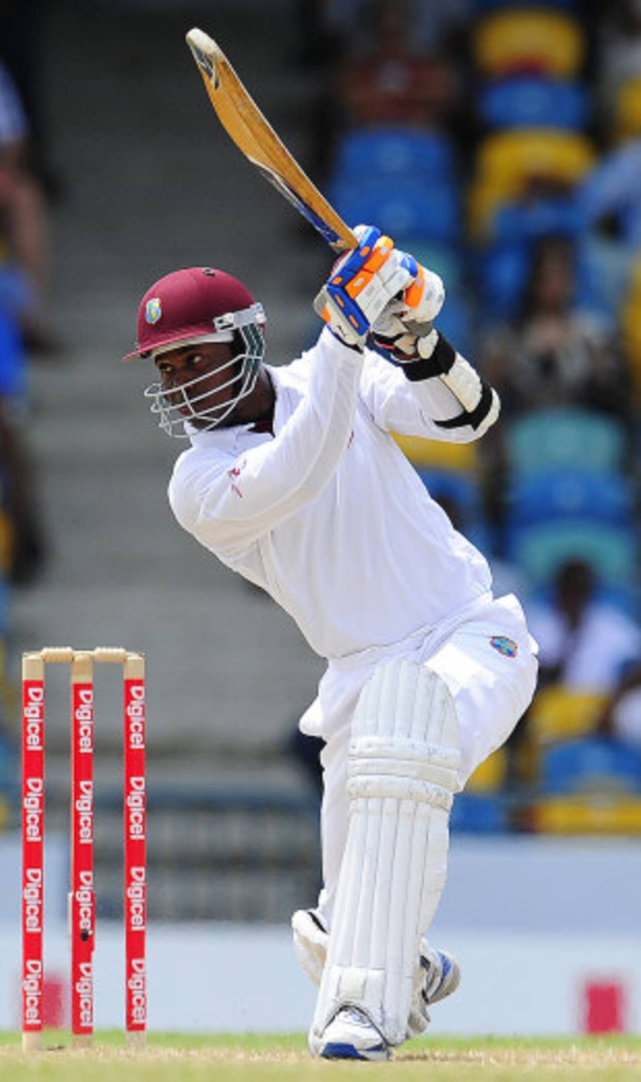 Marlon Samuels drives fluently through the covers, West Indies v India, 2nd Test, Bridgetown, 3rd day, June 30, 2011 
