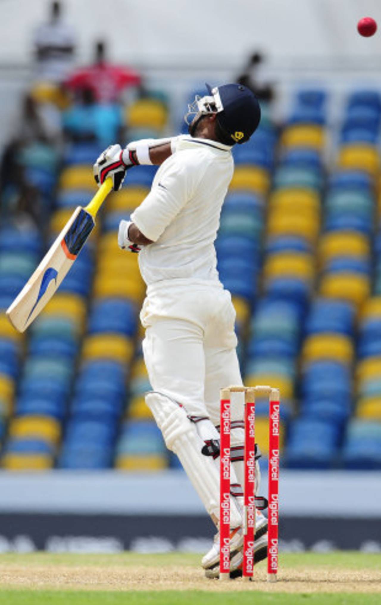 Abhinav Mukund is done in by a lifter, West Indies v India, 2nd Test, Bridgetown, 4th day, July 1, 2011 