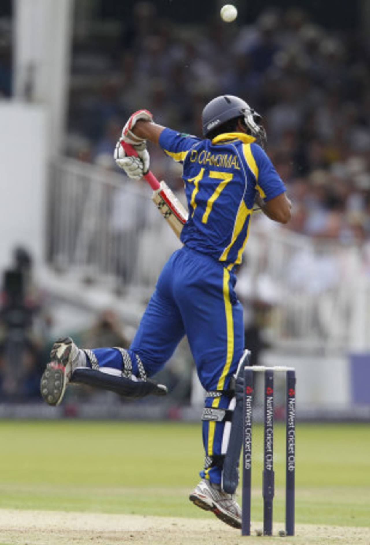 Dinesh Chandimal was made to hop as England moved to a short-pitched attack, England v Sri Lanka, 3rd ODI, Lord's July 3 2011