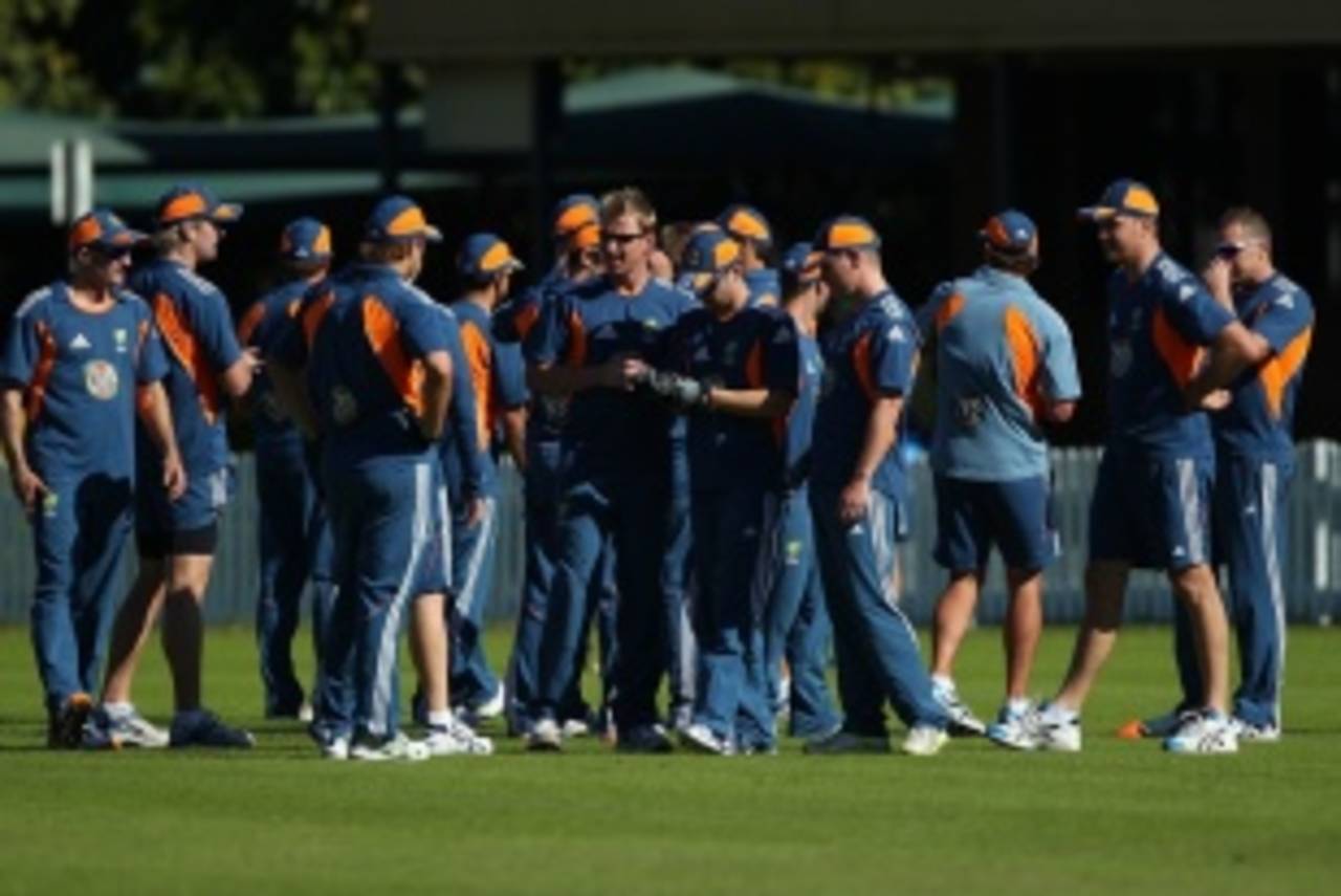 The Australian team gathered at Allan Border Field for training, Brisbane, July 4, 2011.