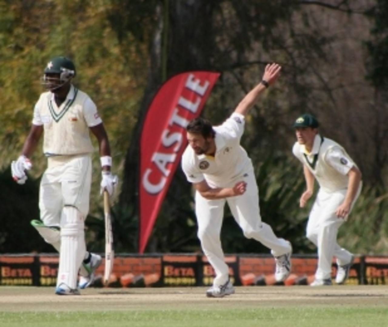 Ben Hilfenhaus bowls for Australia A in Zimbabwe, Zimbabwe XI v Australia, Harare, 1st day, July 15 2011