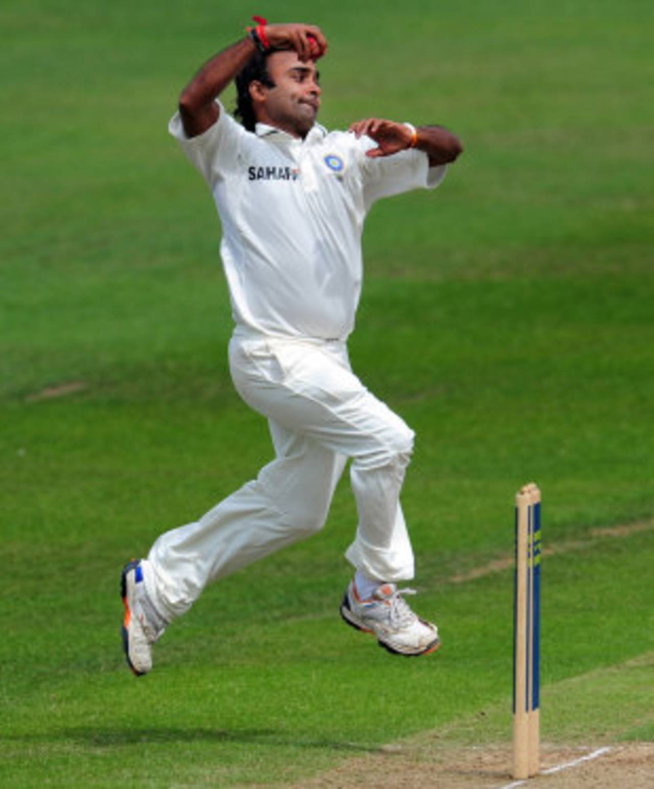 Amit Mishra struck twice in two balls, Somerset v Indians, Taunton, 3rd day, July 17, 2011