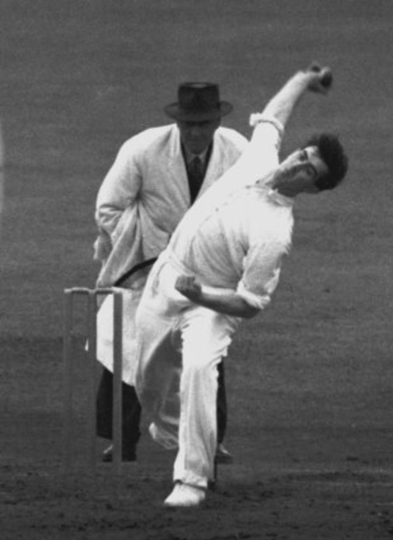 Fred Trueman during his 8 for 31 spell against India in 1952, England v India, 3rd Test, Old Trafford, 19 July, 1952