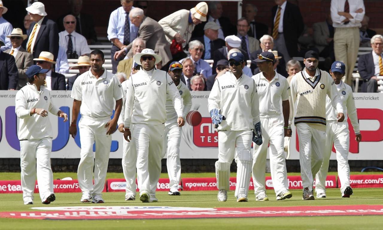 MS Dhoni leads his team on to the field, England v India, 1st Test, Lord's, 2nd day, July 22, 2011