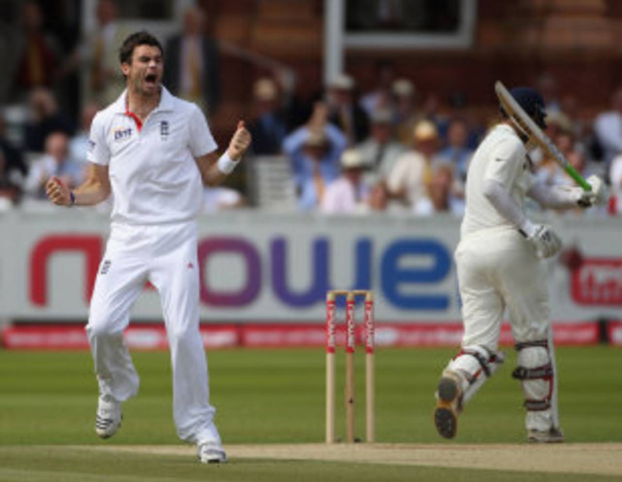James Anderson is thrilled after removing Rahul Dravid, England v India, 1st Test, Lord's, 5th day, July 25, 2011
