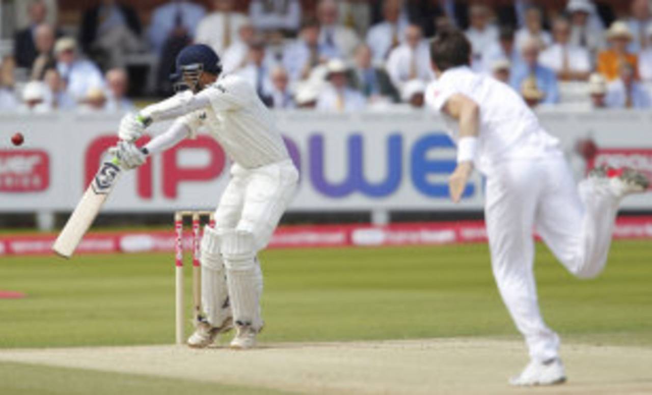 Rahul Dravid played a horrid, uncharacteristic shot to get out to James Anderson&nbsp;&nbsp;&bull;&nbsp;&nbsp;AFP