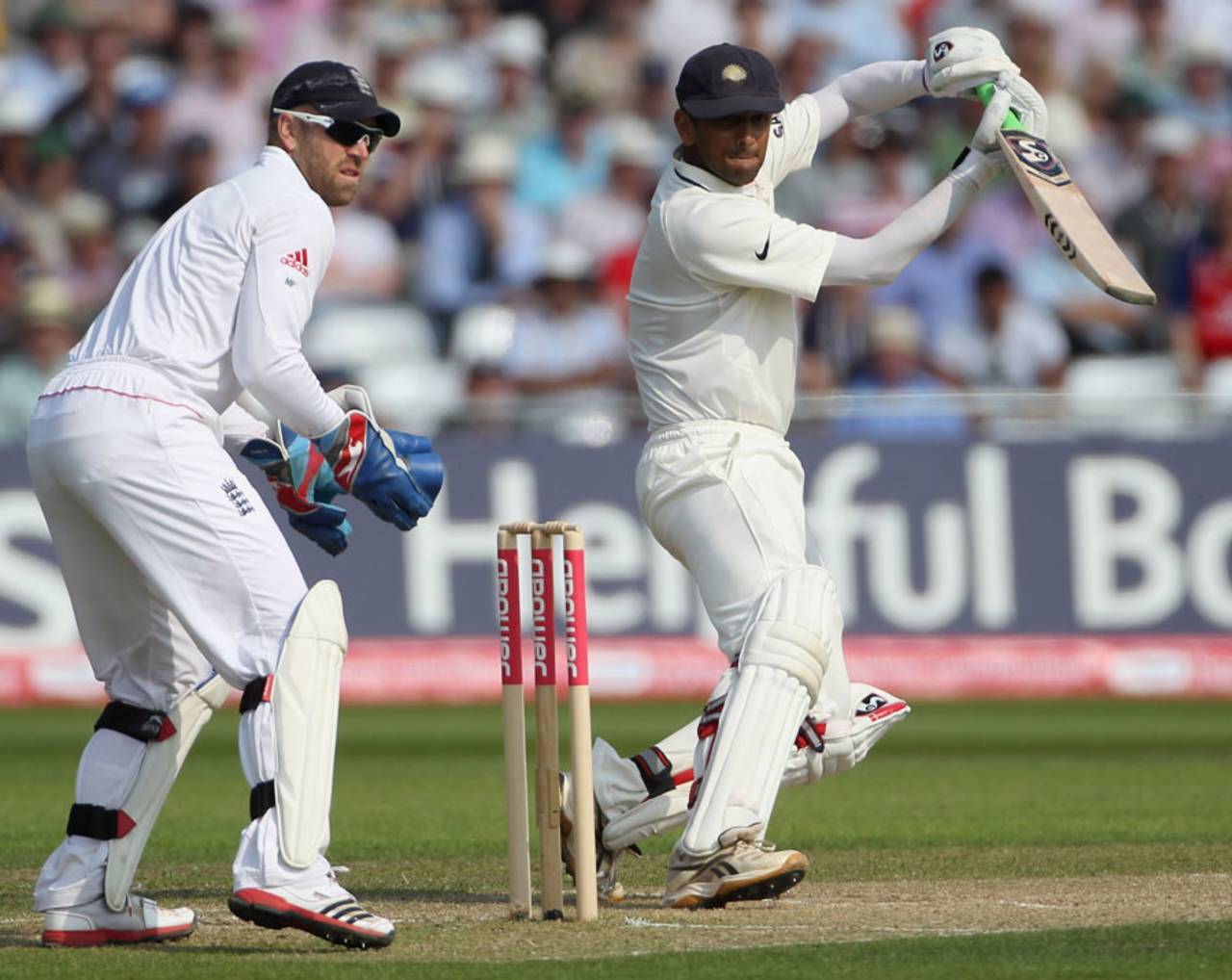 Rahul Dravid plays a late cut, England v India, 2nd npower Test, Trent Bridge, 2nd day, July 30, 2011