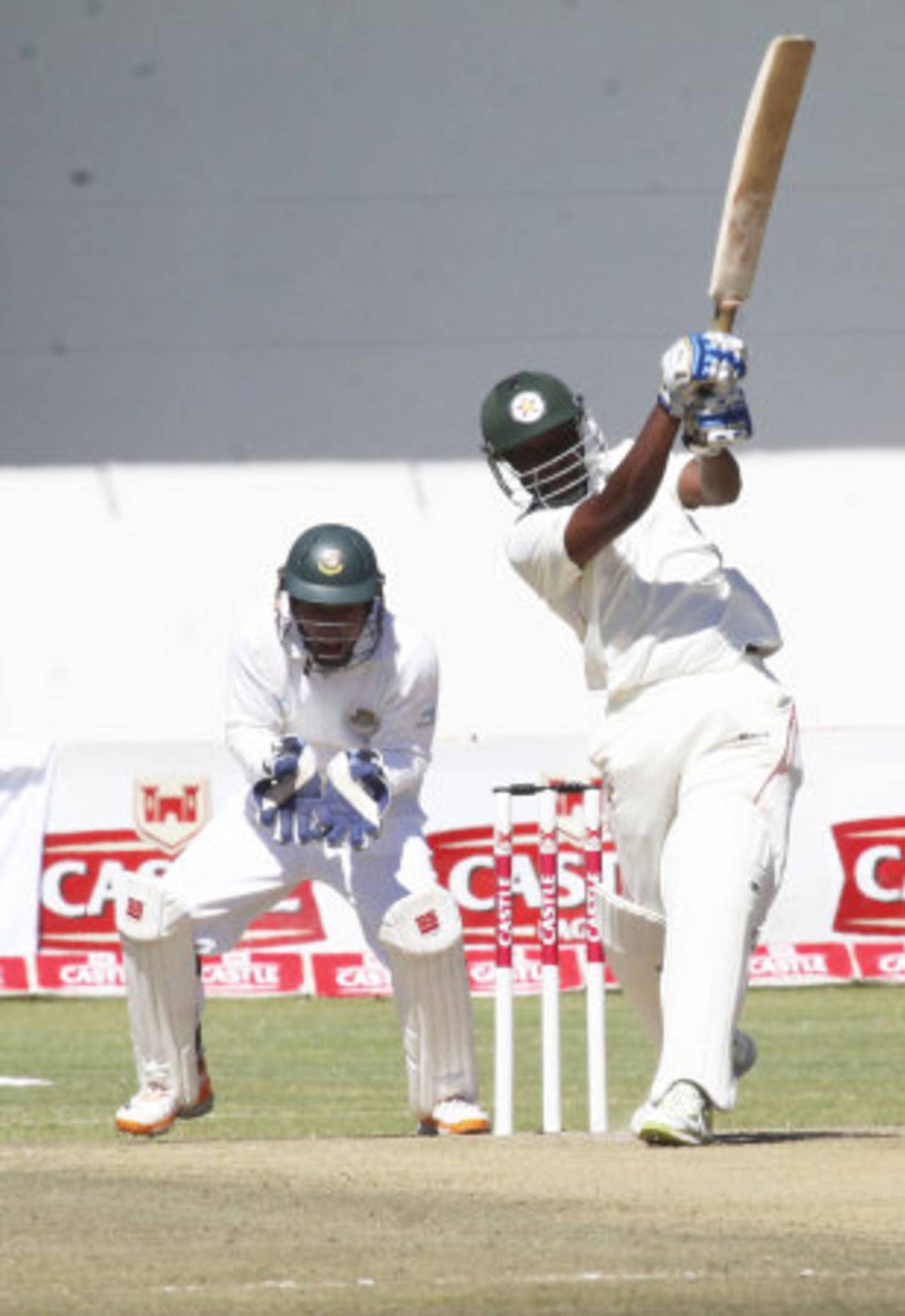 Tino Mawoyo strokes the ball down the ground, Bangladesh v Zimbabwe, only Test, Harare, 1st day, August 4, 2011
