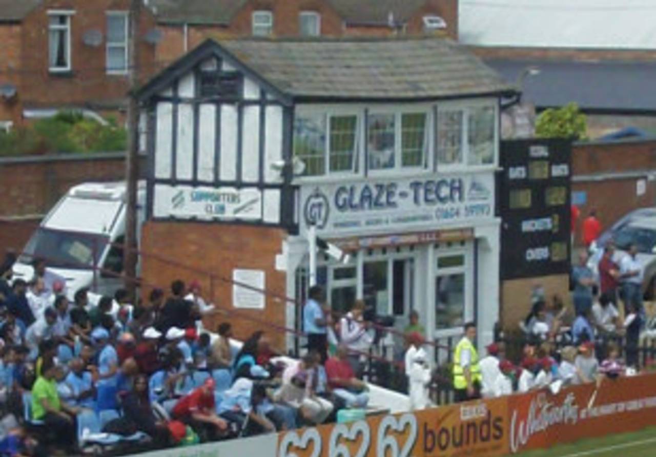 Local hoardings on the Northants' old press box, called the "signal box" because of its resemblance to those on the railway lines&nbsp;&nbsp;&bull;&nbsp;&nbsp;ESPNcricinfo Ltd