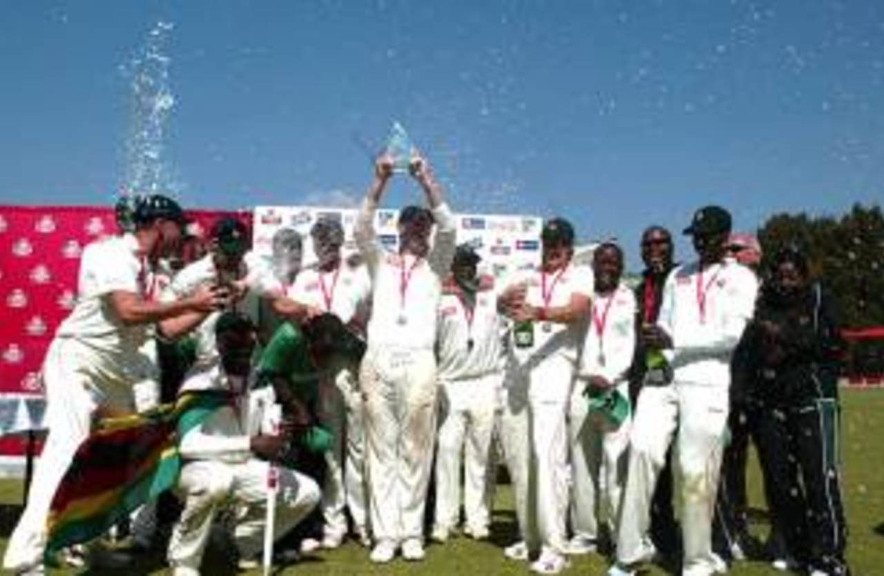 The champagne was flowing after Zimbabwe beat Bangladesh on their return to Test cricket after six and a half years&nbsp;&nbsp;&bull;&nbsp;&nbsp;Zimbabwe Cricket