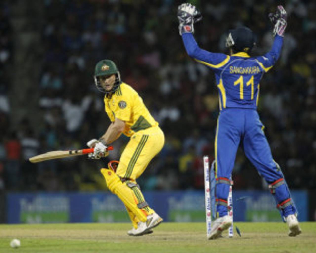 David Hussey is bamboozled by Rangana Herath, Sri Lanka v Australia, 2nd Twenty20, Pallekele, August 8, 2011