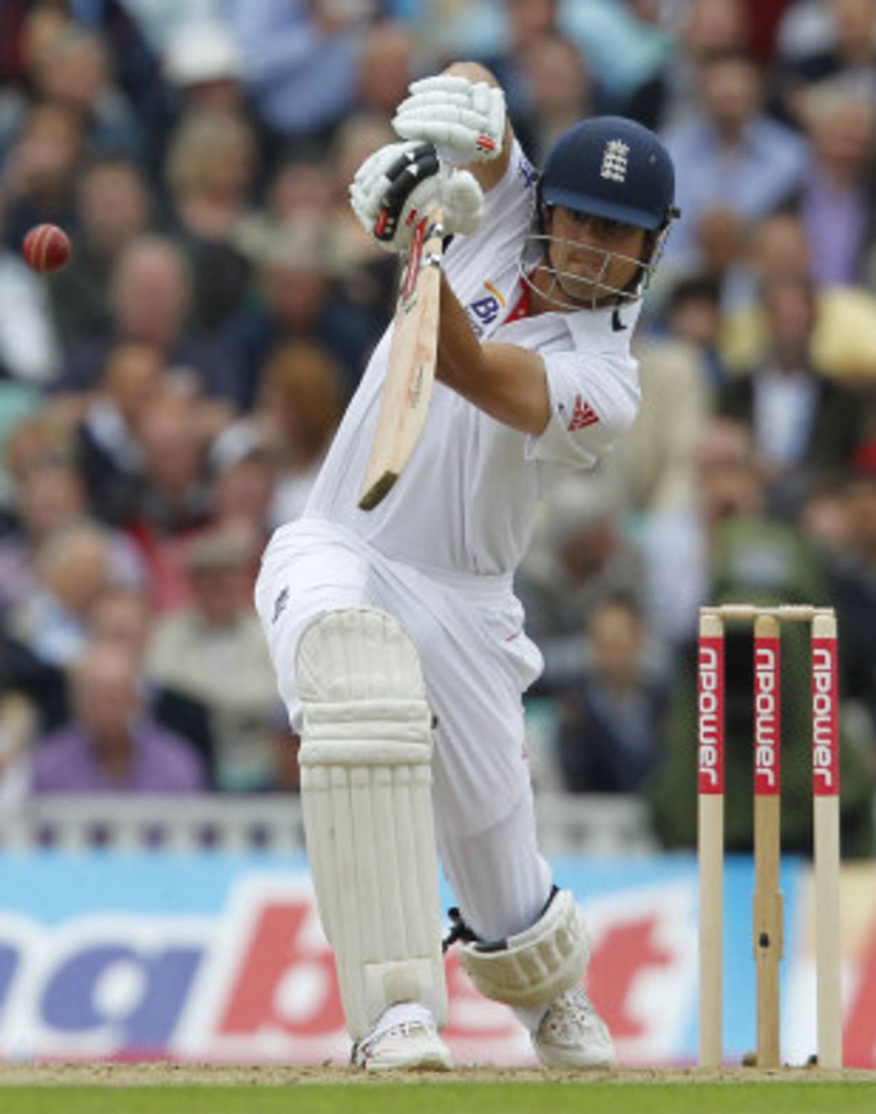 Alastair Cook strokes one down the ground, England v India, 4th Test, The Oval, 1st day, August 18, 2011