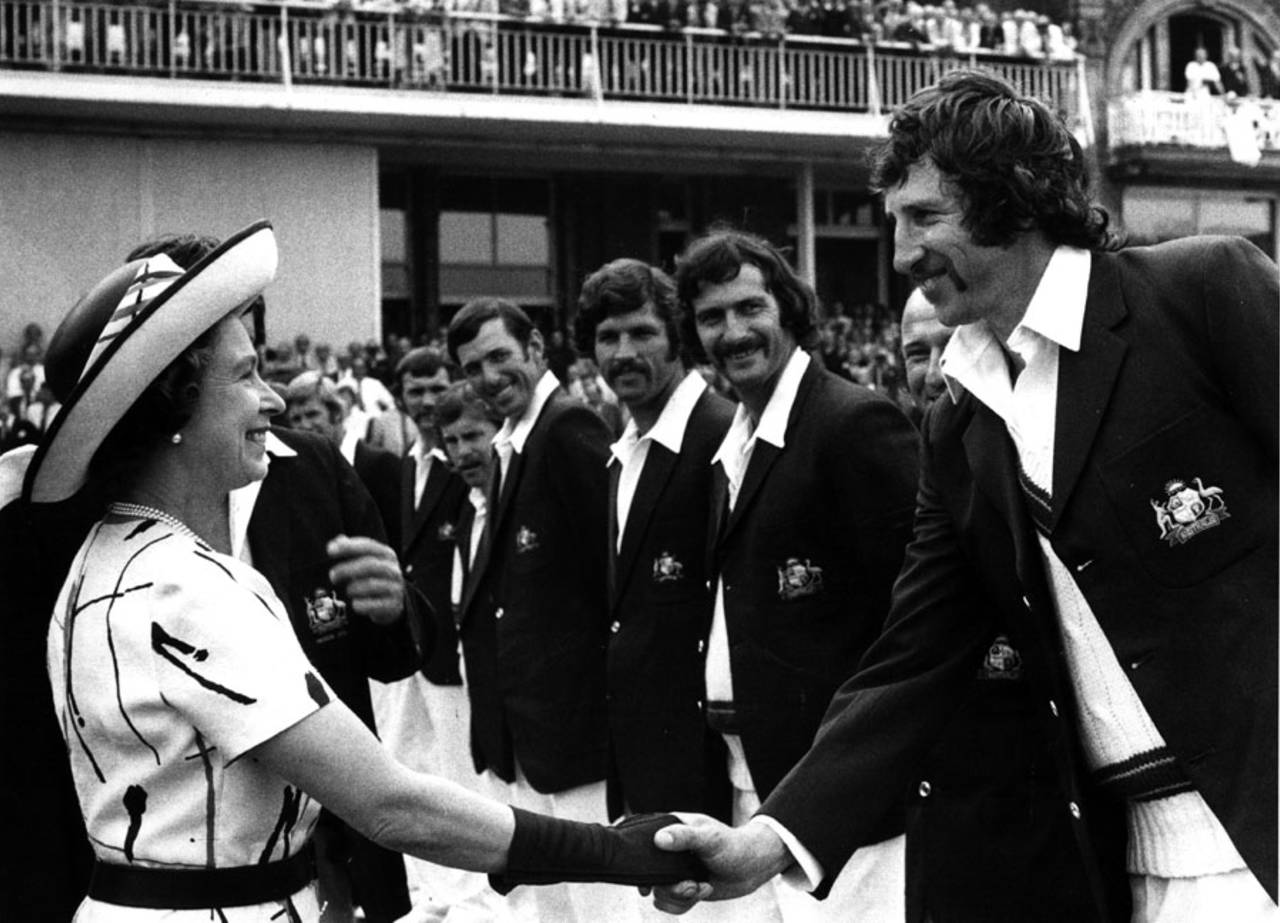 Max Walker shakes hands with the Queen, England v Australia, 2nd Test, Lord's, 1st day, July 31, 1975