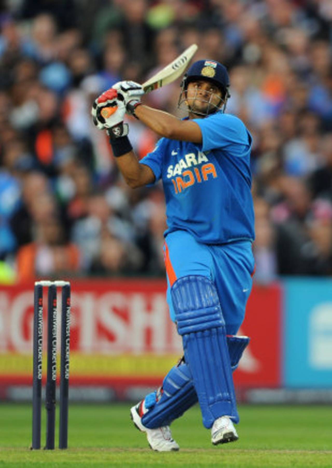 Suresh Raina made 33 from 19 balls to add some late impetus, England v India, Twenty20, Old Trafford, August 31, 2011