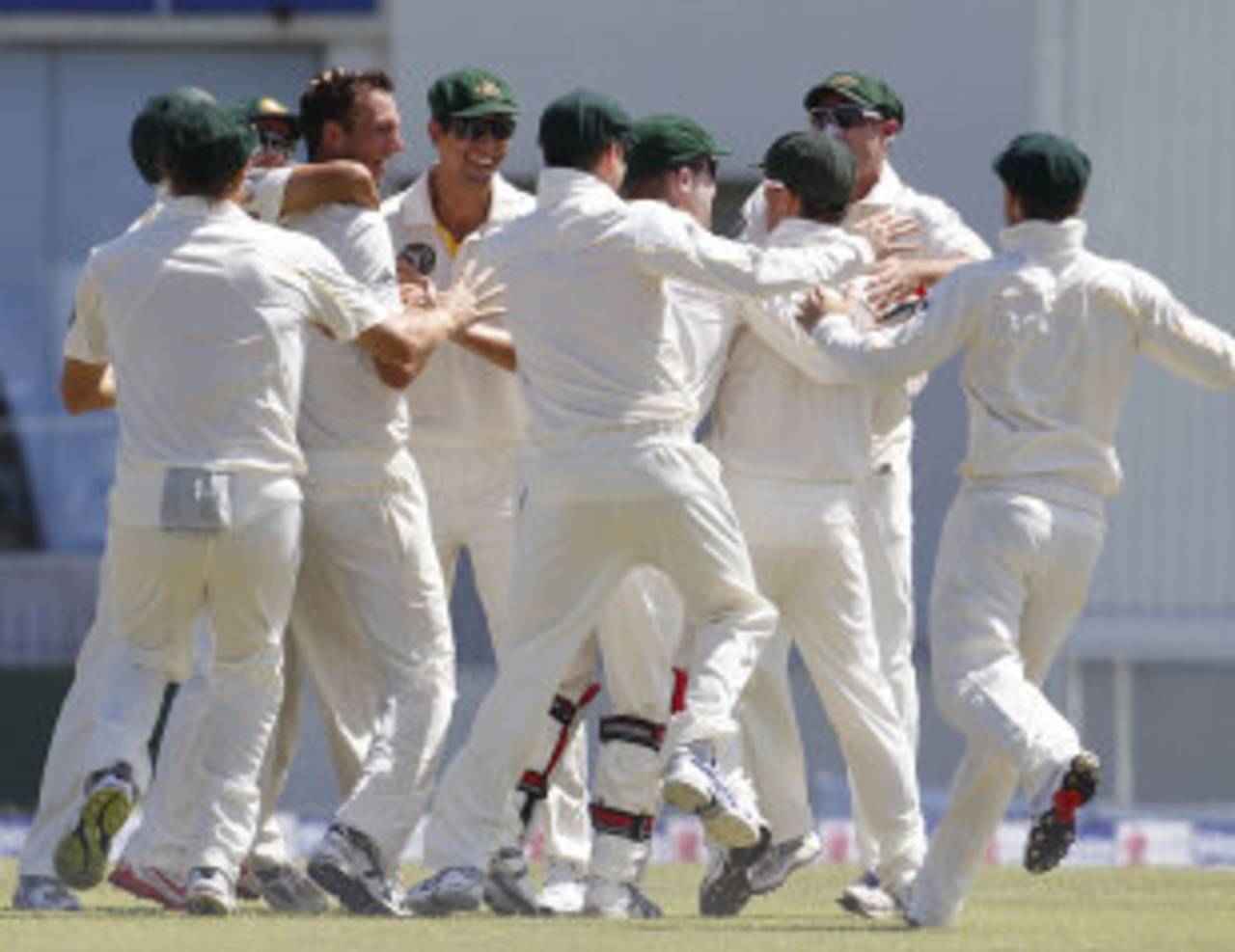 Australia celebrate the dismissal of Tillakaratne Dilshan, Sri Lanka v Australia, 1st Test, Galle, 2nd day, September 1, 2011