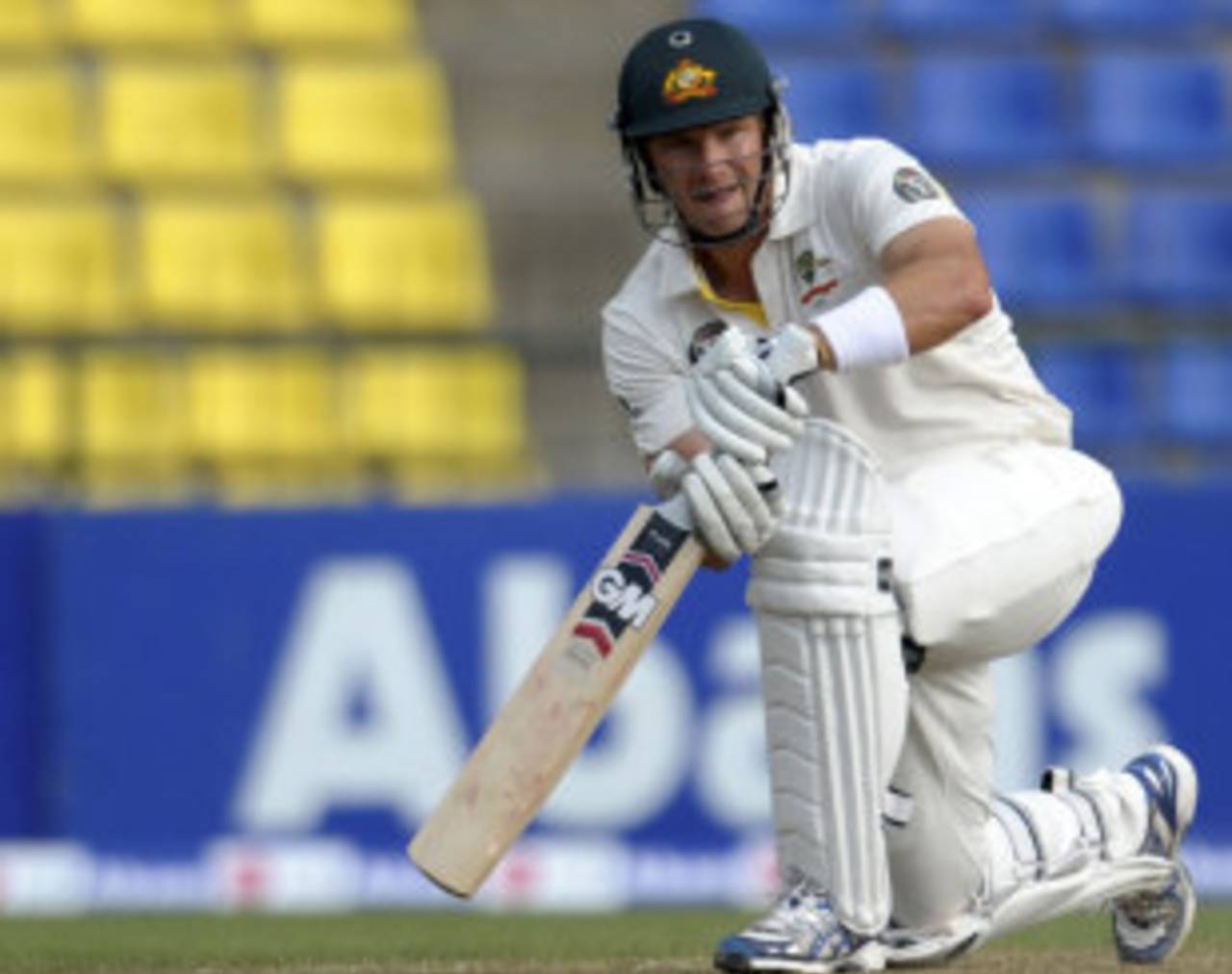 Shane Watson gets low to play one to the leg side, Sri Lanka v Australia, 2nd Test, Pallekele, 1st day, September 8, 2011