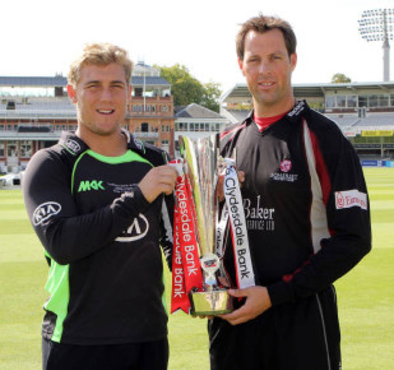 Rory Hamilton-Brown and Marcus Trescothick with the CB40 trophy, Lord's, September 16, 2011