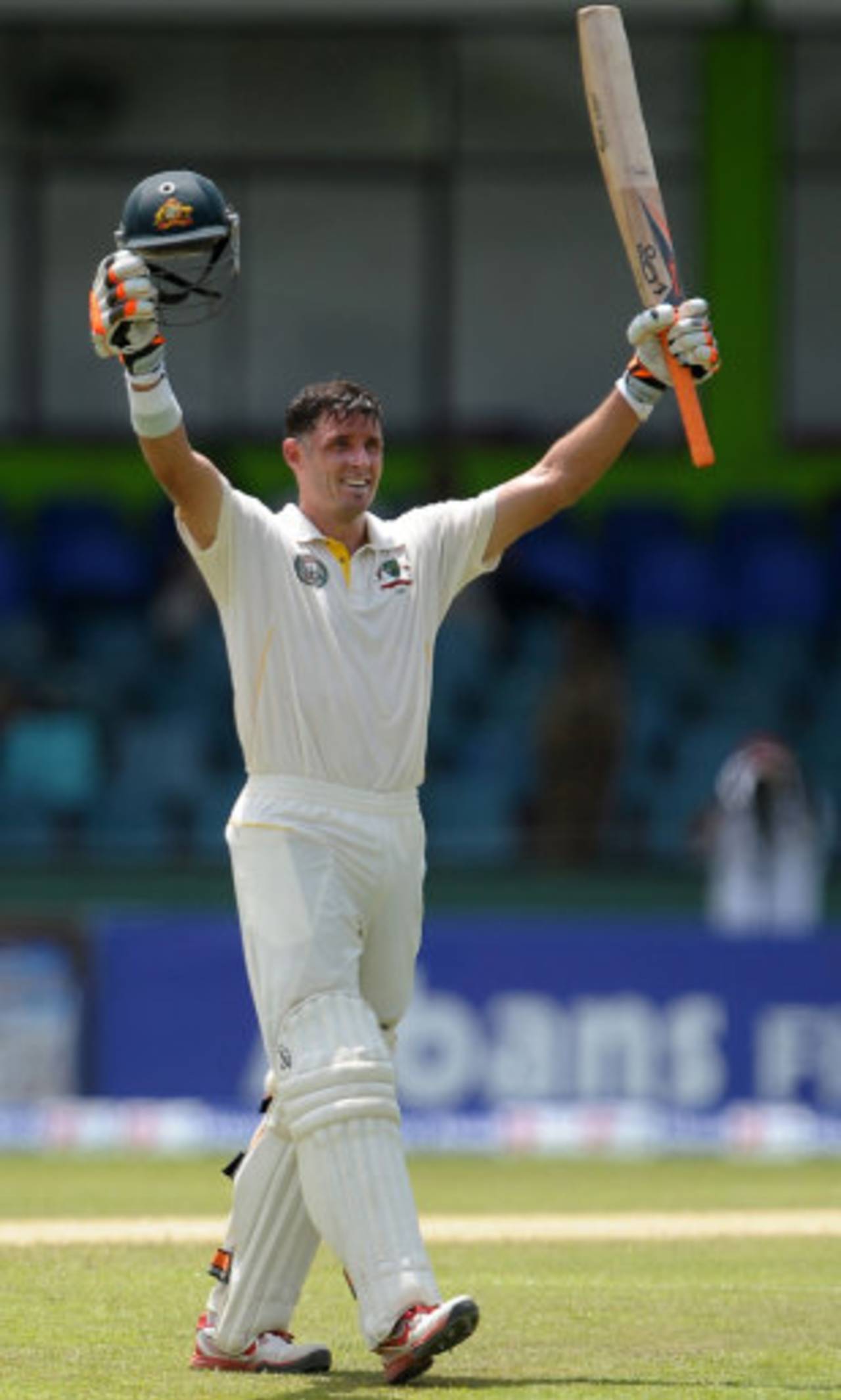 Michael Hussey reached his century off 157 balls, Sri Lanka v Australia, 3rd Test, SSC, Colombo, 2nd day, September 17, 2011