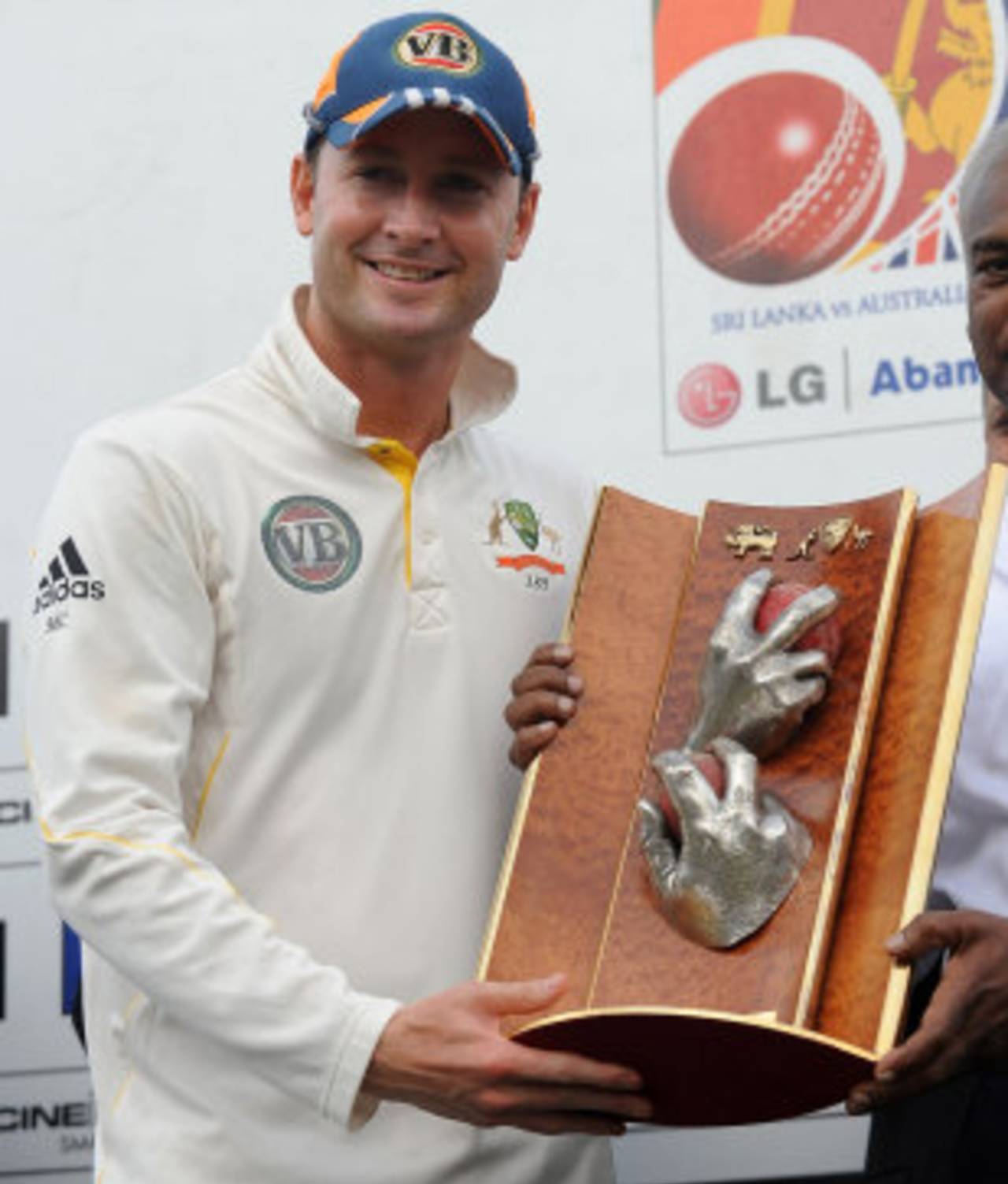 Michael Clarke with the Warne-Muralitharan Trophy, Sri Lanka v Australia, 3rd Test, Colombo, 5th day, September 20, 2011