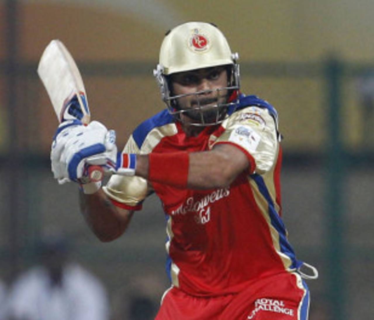 Virat Kohli prepares to play a stroke, Royal Challengers Bangalore v Warriors, CLT20, Bangalore, September 23, 2011