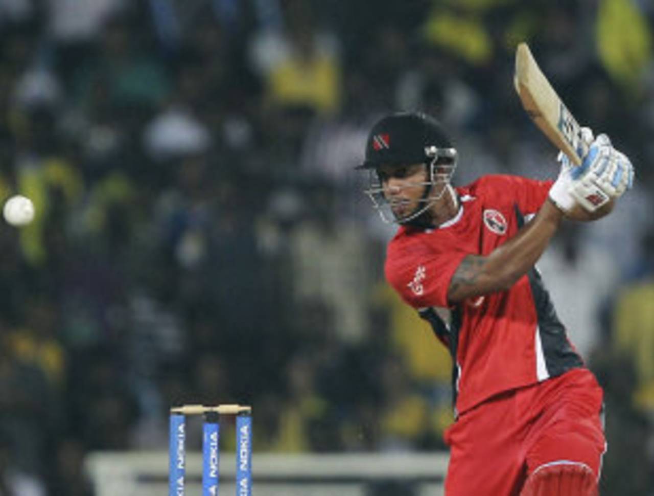 Lendl Simmons was involved in a steady 52-run opening stand, Chennai Super Kings v Trinidad & Tobago, CLT20, October 2, 2011