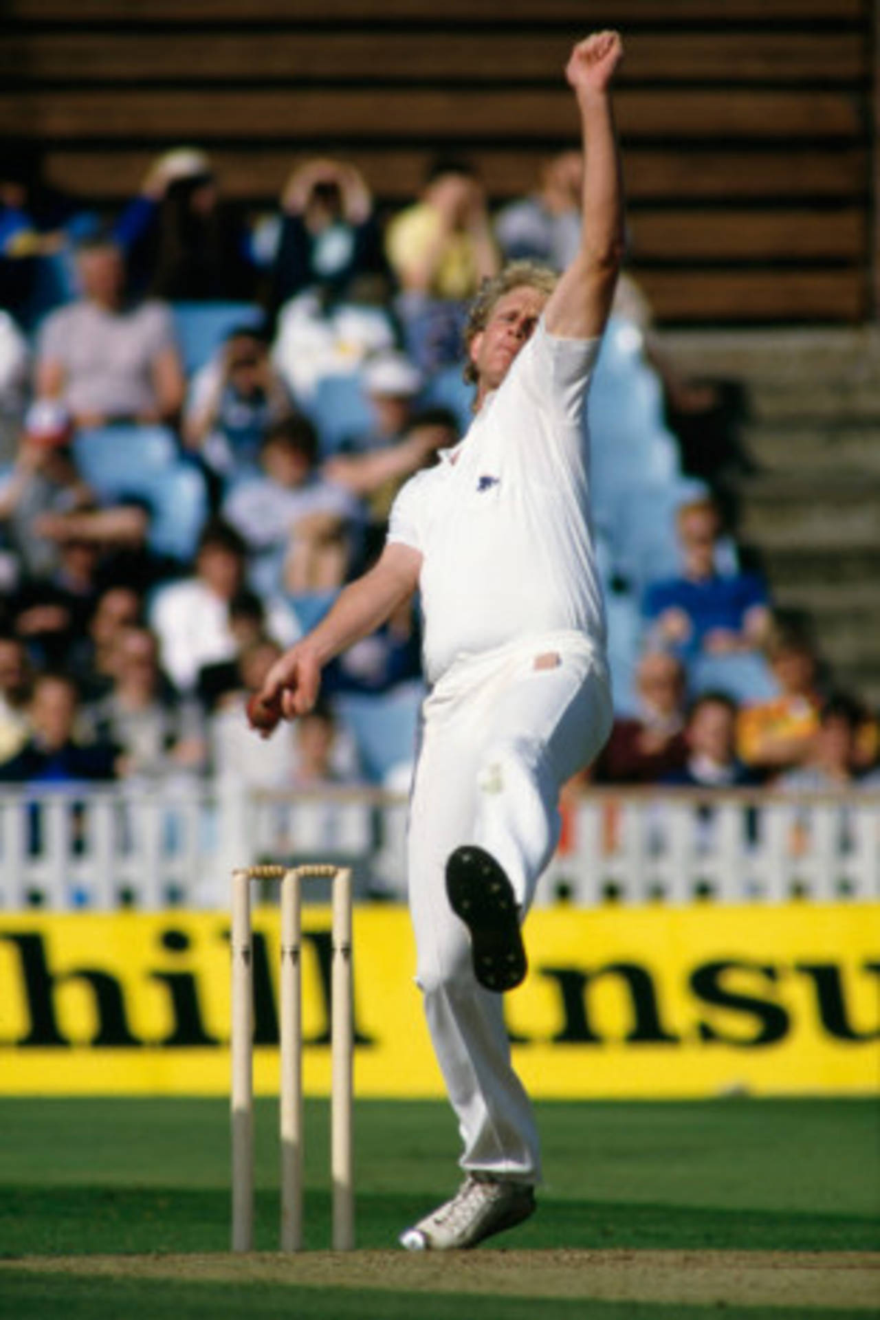Graham Dilley in action against Pakistan, England v Pakistan, 4th Test, Edgbaston, July 24, 1987