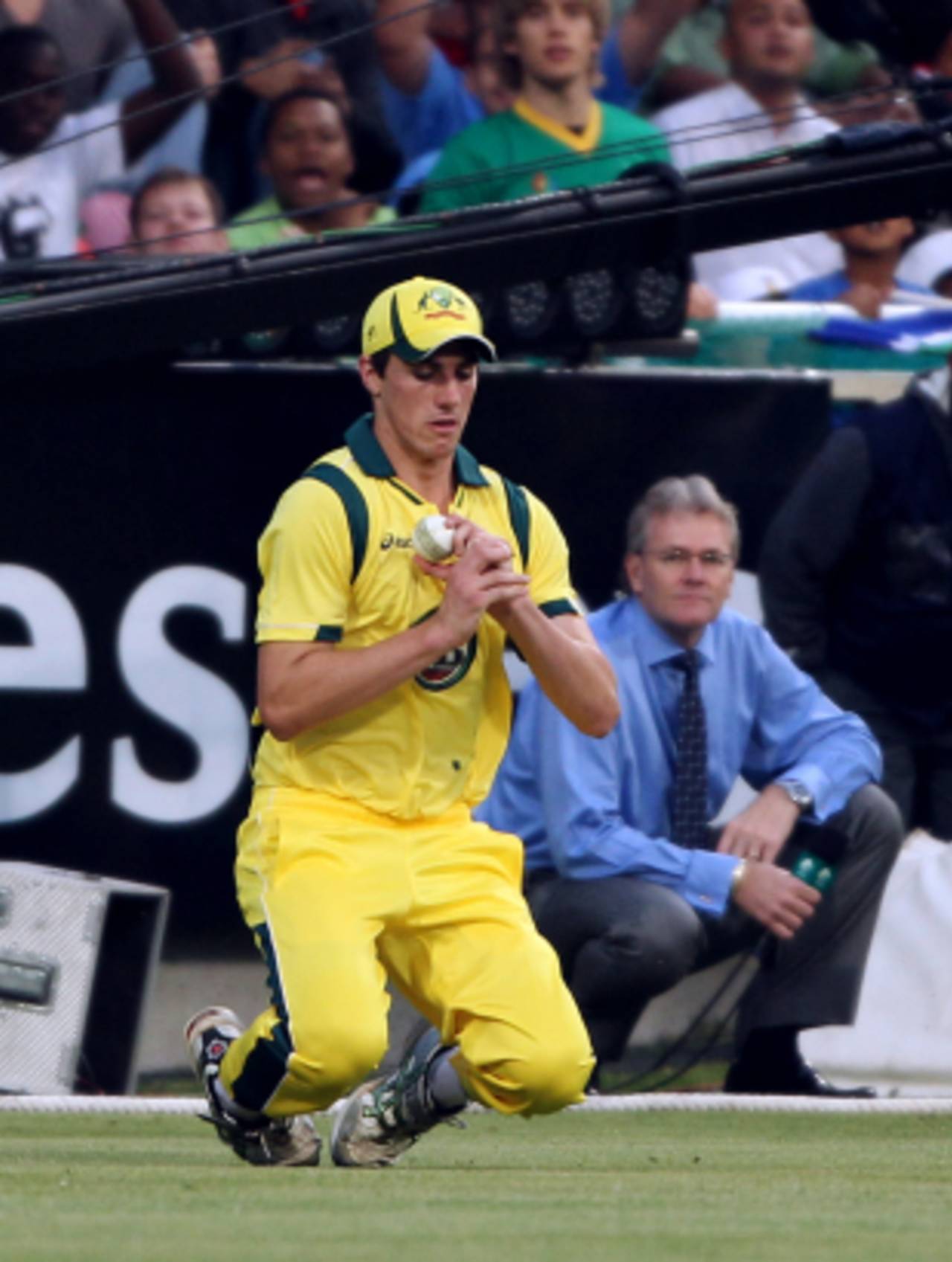 Patrick Cummins claimed a catch in the deep, but it was his three wickets that were crucial for Australia&nbsp;&nbsp;&bull;&nbsp;&nbsp;Getty Images