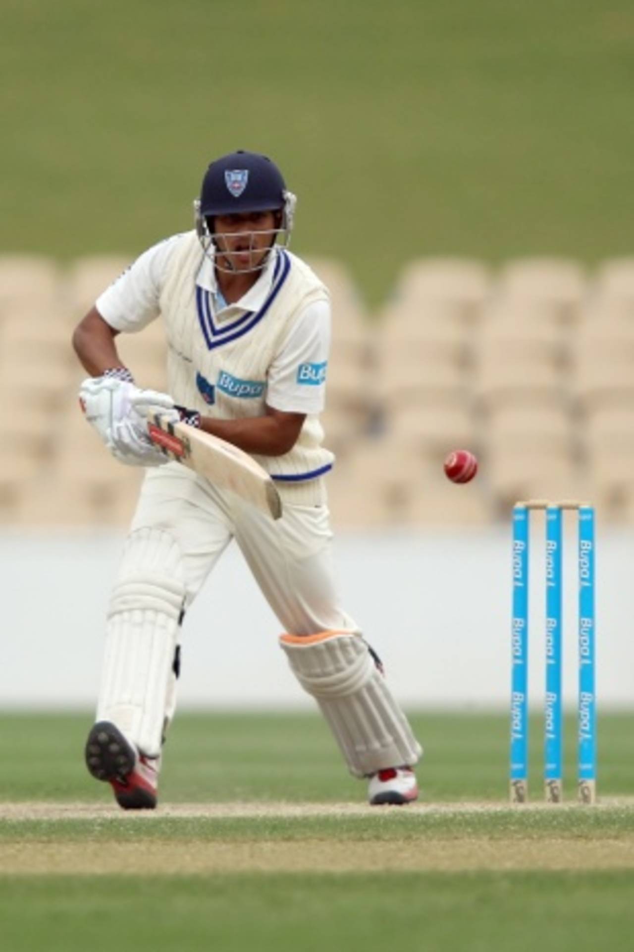 Usman Khawaja pushes to the off side, South Australia v New South Wales, Sheffield Shield, Adelaide, 4th day, October 20, 2011