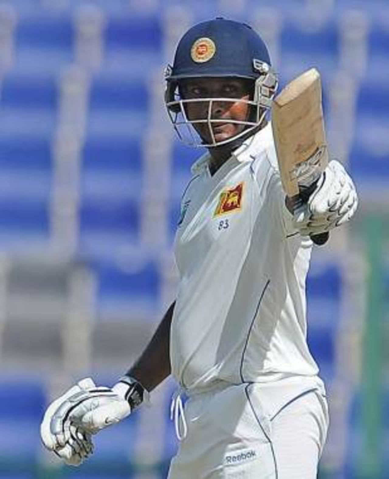 Prasanna Jayawardene celebrates his half-century, Pakistan v Sri Lanka, 1st Test, Abu Dhabi, 5th day, October 22, 2011