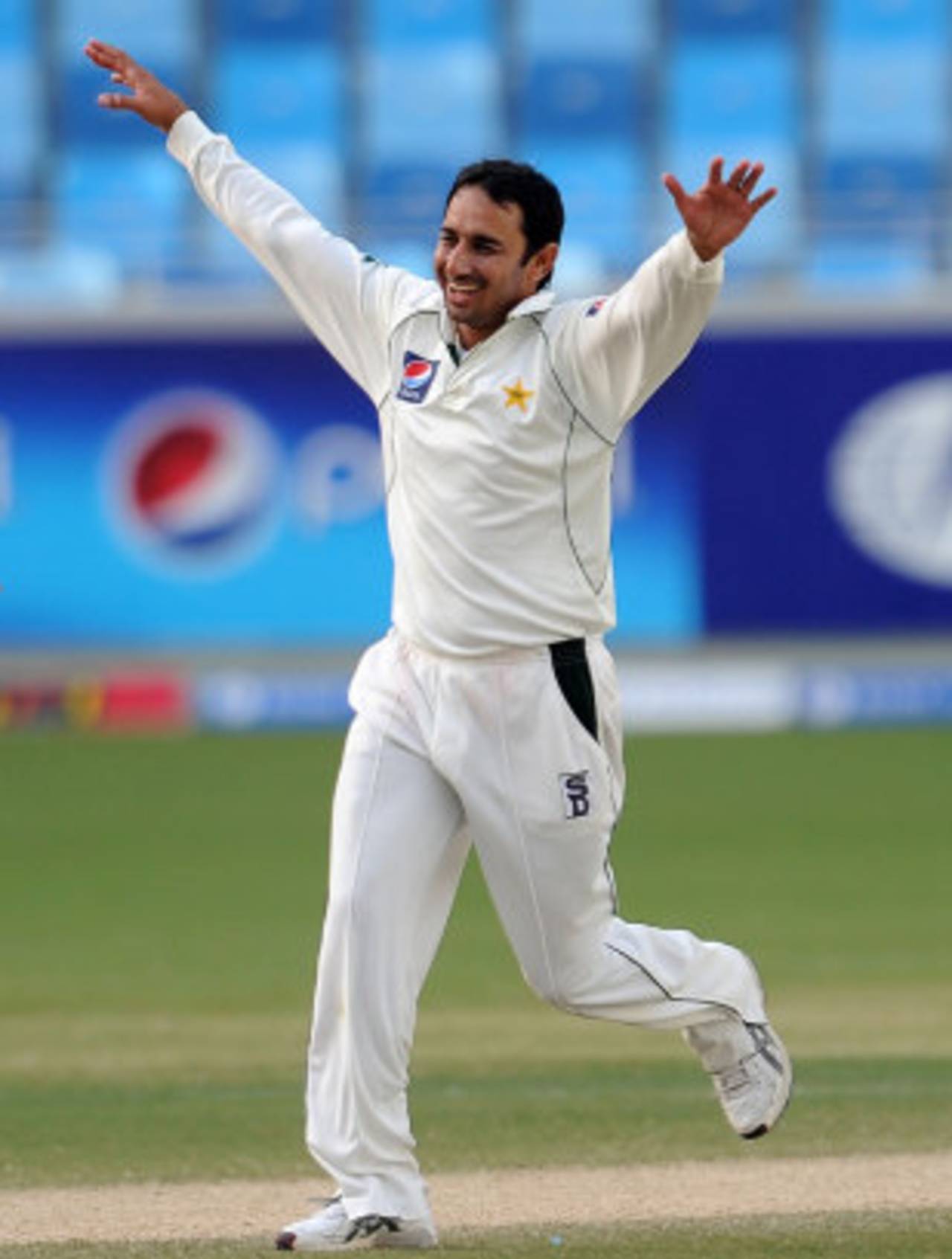 Saeed Ajmal is pleased after his five-for, Pakistan v Sri Lanka, 2nd Test, Dubai, 4th day, October 29, 2011