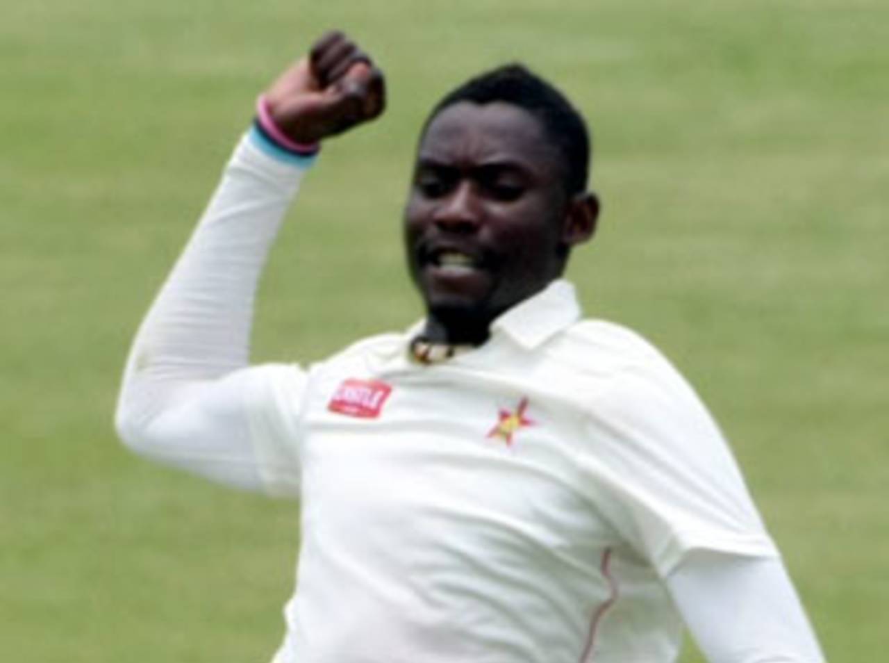 Chris Mpofu celebrates a wicket, Zimbabwe v New Zealand, only Test, Bulawayo, 2nd day, November 2, 2011