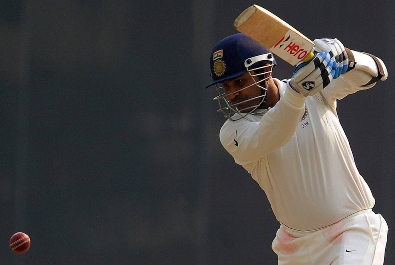 Virender Sehwag gave India's chase a quick start, India v West Indies, 1st Test, New Delhi, 3rd day, November 8, 2011